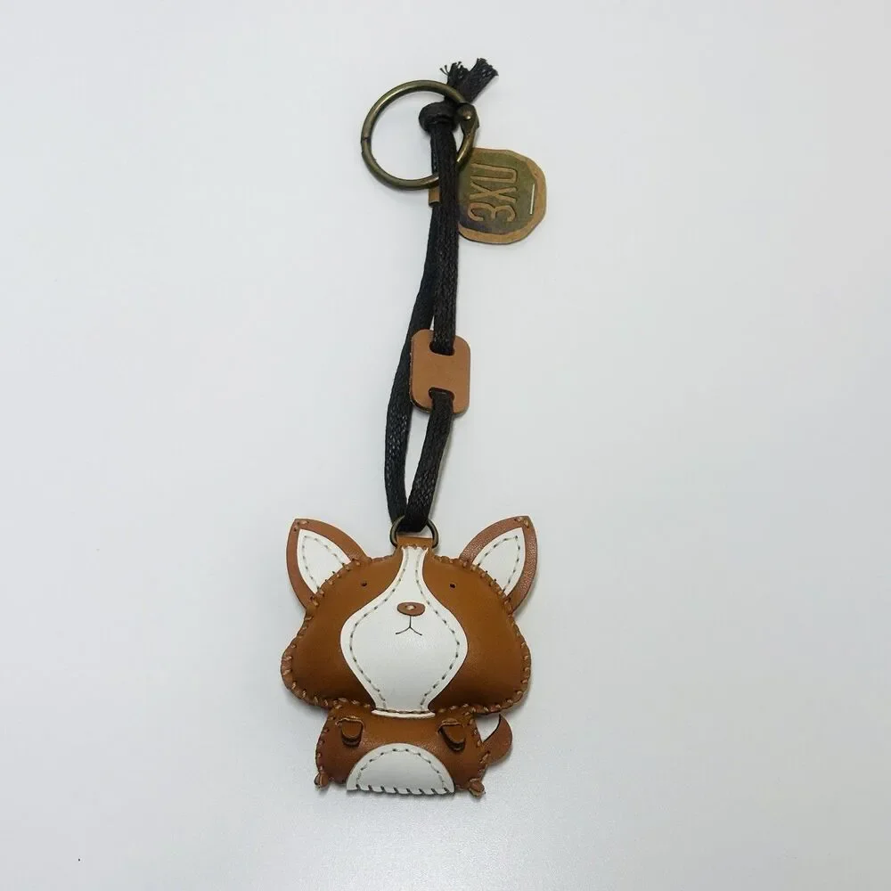 Corgi Dog Keychain Bag Charm Vegan Leather NEW with Tags Stocking Stuffer Gift
